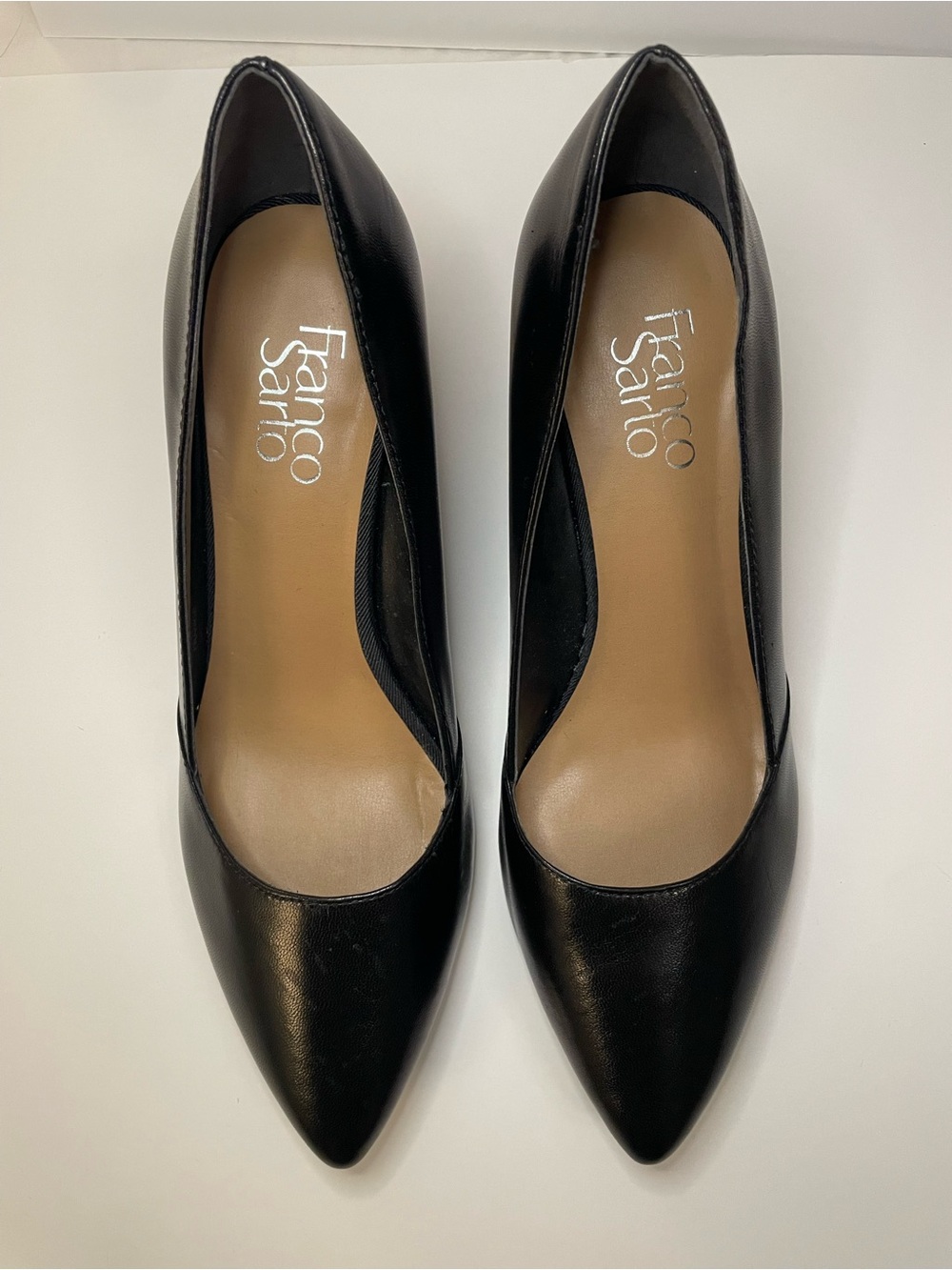 Franco Sarto Black Pointed-Toe Leather Pumps